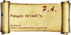 Panyik Arikán névjegykártya